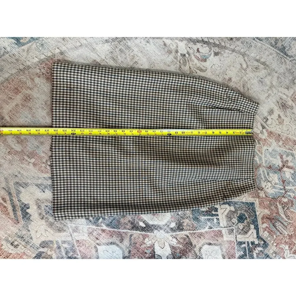 Gianni Sport Tan Multicolor Plaid Midi 100% Wool Pencil Skirt, Sz 8 - Picture 3 of 8